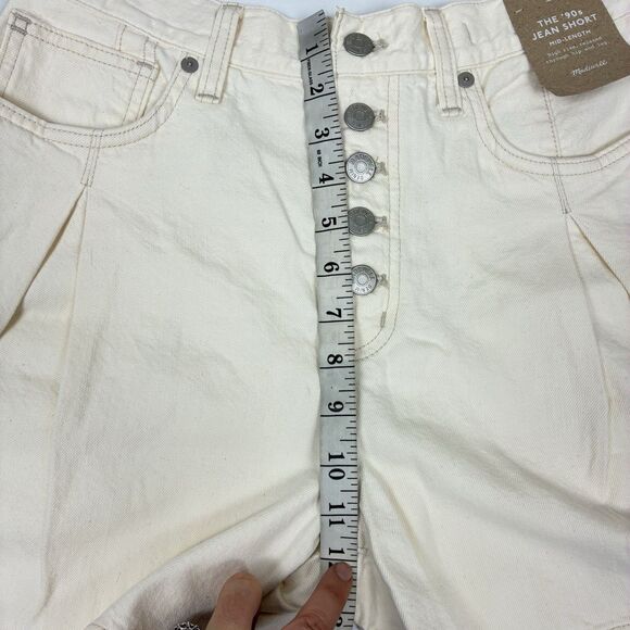Madewell The '90s Mid-Length Jean Short in Sz 27 Vintage Canvas Ivory NWT - Picture 5 of 7